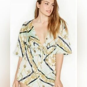 Victoria's Secret Nautical Satin Waist Tie Romper